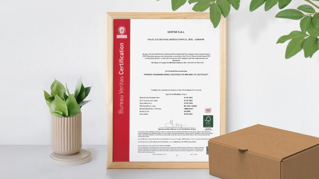 With our ongoing commitment to the sustainable development goals and an ecofriendly mindset aligned with the circular economy, UNIPAK has received the FSC Chain of Custody Certification that ensures that our products come from responsibly managed forests securing environmental, social and economic advantages.